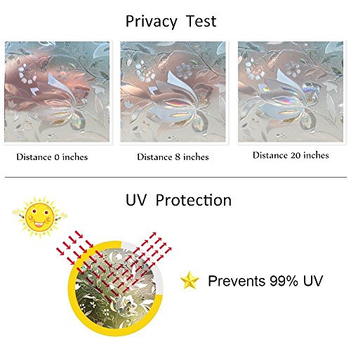 Rabbitgoo® 3D Fensterfolie Dekorfolie Sichtschutzfolie Fensterschutzfolie Selbsthaftend, Statisch Haftend, Anti-UV, Upgrade Version 60*200cm - 4