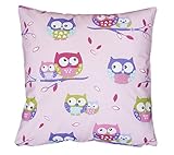 Amilian Dekokissen Kissenbezug Kissen 80cm x 80cm Eule Rosa
