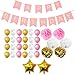 Produktbild 33-tlg. Dekorationen-Set - Gold, Rosa und Weiß - Pom-Poms, Happy Birthday Banner, Latexballons & Folienballons von Belle Vous - für Geburtstag, Kinder-Partys, Baby-Partys, Abschlussfeiern und Hochzeitsfeiern - Großpackung Dekorationen Zubehör für Mädchen, Jungen & Erwachsene
