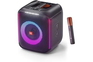 JBL PartyBox Encore Speaker Portatile Wireless per Feste, Cassa Altoparlante con Luci Integrate e Bassi Profondi, Impermeabile IPX4 per Uso Esterno, con 10 Ore di Autonomia, Nero