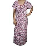 Indiatrendzs Women Cotton Nighty Floral Printed Sleepwear Maxi Nightdress 46"