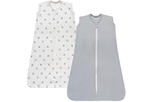 TURMIN 2 Packs Baby Sleeping Bag 0.5 Tog 100% Cotton Newborn Sleep Sack Sleeveless Wearable Blanket for Baby 0-6 Months