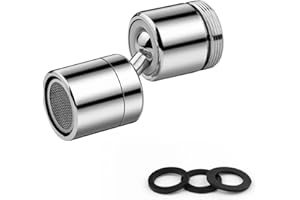 Mousseur Robinet Economie Eau, GEBAUM 360° Pivotant Mousseur, Embout Robinet pour Cuisine et Salle de Bain - Convient au Filetage Extérieur M22 ou au Filetage Intérieur M24