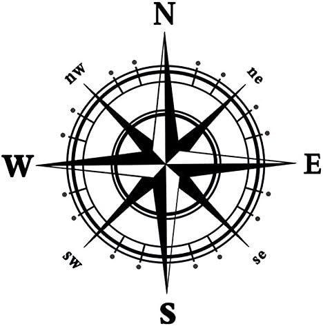 HeNai Compass Removable Wall Stickers Color Black