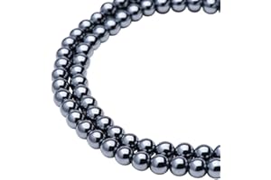 PH PandaHall environ 72pcs/brin 6mm Perles Rond en Hematite Non-magnetique Grade AA Noir Haute Poli, Trou: 1.5mm