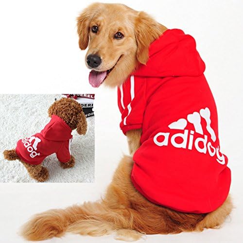 FourlegMate Super Soft Cotton Pet Hoodie with adidog Printing (Red,9XL)