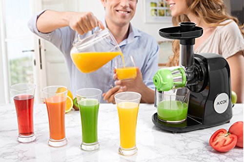 Aicok Slow Juicer Entsafter mit Geringer Lautstärke, Leichter Reinigung, Reverse Funktion, Maximaler Nährstoffextraktion Inklusive Reinigungsbürste - 8