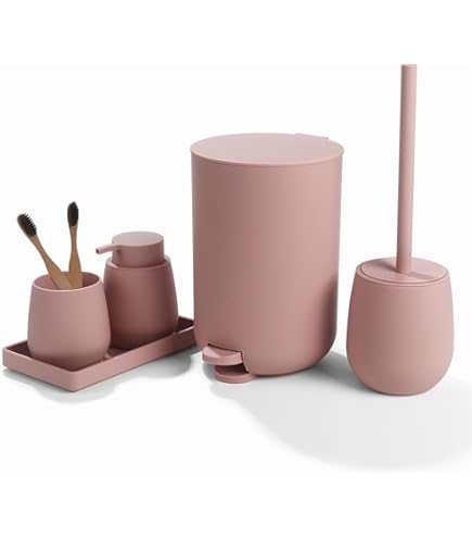 GMMH Badset, 6-delig, Diverse Badkameraccessoires, Met Zeepdispenser En Wc Borstel Zwart Ontwerp 2