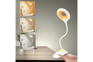 Bonlux Clip On Reading Light 28 LEDs Eye Protect Book Light USB Rechargeable Clamp Lamp 3 Colours & Touch Sensor Control with Night Light Dimmable Clamp Desk Lamp