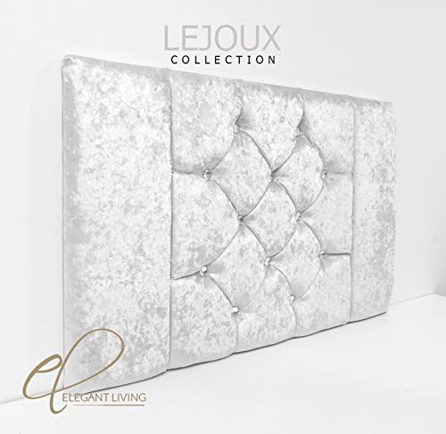 Lejoux™ Collection Zurich Luxury Designer Headboard Bed Head in Crushed Velvet in Single Double King (Silver, 5ft (King))