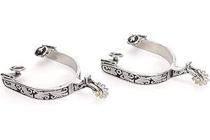 Zerodis Espuelas de Caballo de Acero Inoxidable, espuelas de Bota de Caballo West Cowboy Decoración con espuelas de Engranaje para Botas Equipo Ecuestre para competición Ecuestre Entretenimiento