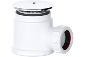 PlumbEZ Siphon de douche compact chromé – 50 mm facile à nettoyer – Couvercle de vidange de douche de rechange avec couvercle de siphon de douche 3,8 cm