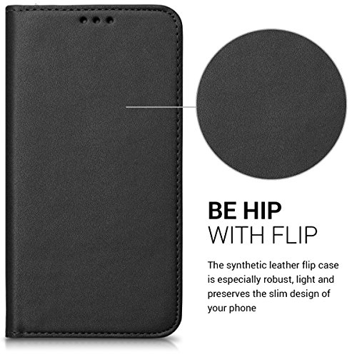 kwmobile Funda para Huawei P8 Lite  2017  - Carcasa para m  vil de  Cuero sint  tico  - Case  Plegable  en  Negro 