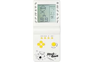 TAQY Rétro Bloquer la Console de Jeu Plusieurs Jeux Niveau/Vitesse réglable Console Portable Jeu de Briques/Courses/Bataille de Chars Jouets électroniques Enfants/Amis/Cadeaux de Vacances (White)