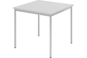 ‎BÜMÖ bümö Tisch klein, Multifunktionstisch, 80 x 80 cm in grau - Beistelltisch, Bistrotisch, Esstisch, Pausentisch, Mehrzwecktisch Tischsystem für Warteraum, Pausenraum & Co.