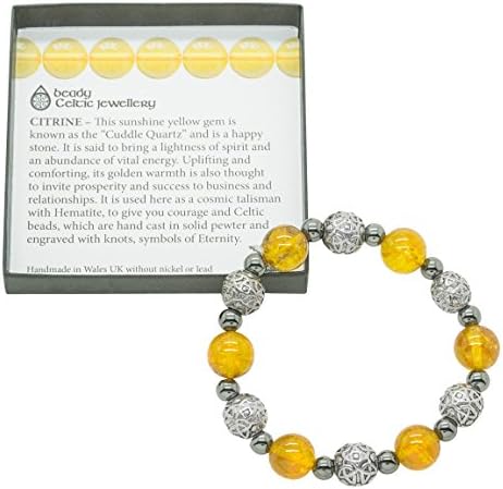 Big Beady celtic bracelet with real Citrine gembeads