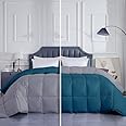 MammaYo Razzai Down Alternative Soft Quilted 300 GSM All Weather Comforter (90" x 90" Inches/228cm x 228cm) - Queen Size Comforters|Silver/Teal| TC - 400