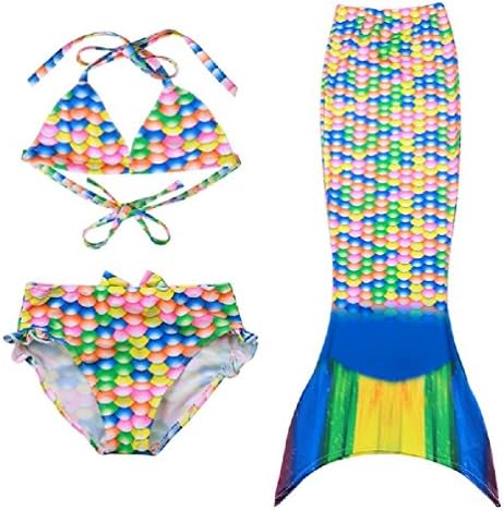 Mythgiftuk Baby Girls Mermaid Tail Bath Split Swimsuit Costume Swimsuit Bikini Set Dress Age 3-12Y