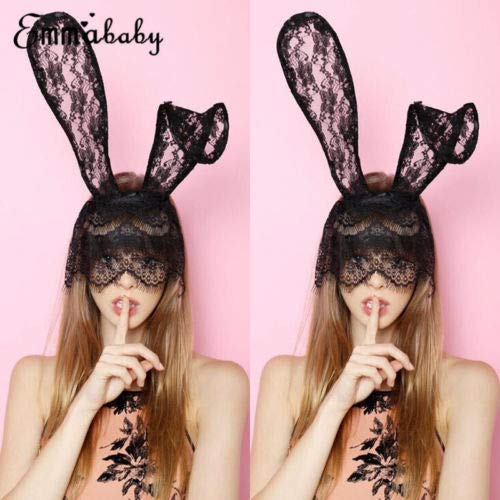 Halloween Costume Party Ball Lapin Oreilles De Lapin Bandeau Dentelle Masque pour Les Yeux Robe en Dentelle Oreilles De Lapin Sexy Mystère Masque Partie Utilisation