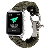 HappyTop Apple Watch Band Ersatz 38 mm/42 mm, Nylon Strick Herren-Armband iWatch Bands Outdoor Camping Wandern Survival Helfer, unisex, armee-grün, 42mm