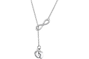 BNQL Collana Lariat con piedini di bambino e scritta "New Mom", idea regalo