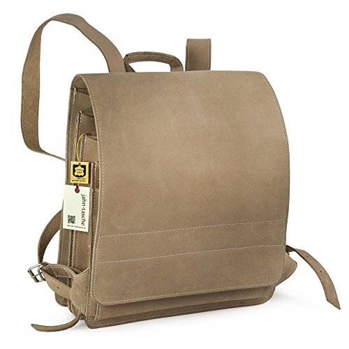 Sehr Gro  er Lederrucksack   Lehrerrucksack Gr    e XL aus B  ffel-Leder  f  r Damen und Herren  Creme Beige  Modell 670