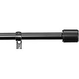Amazon Basics Barra de cortina con terminales redondeados, longitud ajustable de 182-365 cm, color negro