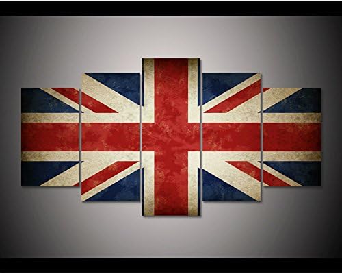 HD Print 5 pcs UK flag canvas wall art painting modern Home Decor wall art picture print living room decor panting art /PT0980,large,Framed