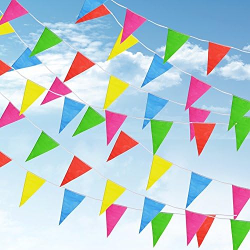 100 Flags Multicolor Pennant Banner, Doubletwo Colorful Pennants Flags Banner Party Bunting Banner Party Decorations Rainbow Pennant Banner 38 Meters