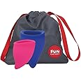 FUN FACTORY Fun Cup Explore KIT - Set of 2 Menstrual Cups, Small and Large, incl. Bag, Soft Silicone, Period Protection (Violet/Blue)…