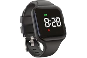 e-vibra wasserdichte vibrierende Alarmuhr Wiederaufladbare 15 Alarm-Erinnerungsuhr Töpfchen-Trainingsuhr mit Sperrbildschirm (Schwarzes Quadrat)