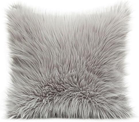 Cushion cover 55 x 55 cm Imitation Fur Zip Steel Long Hair Velcro 818