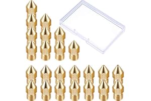 Leinuosen 24 Pack 3D Printer Extruder Nozzles MK8 Nozzle 7 Different Size 0.2 mm, 0.3 mm, 0.4 mm, 0.5 mm, 0.6 mm, 0.8 mm, 1.0 mm with Clean Box Compatible with Makerbot Creality CR-10