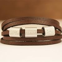 FAMILY ... Familienband, Wickelarmband mit Gravur, Leder, Dunkelbraun, Personalisiertes Armband mit Namengravur, Namensband
