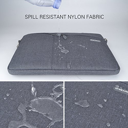 Laptop Notebook Schultertasche, EKOOS 3 Way Business Aktenkoffer Tasche Hülle Sleeve Einfache Stil Wasserdichte Nylon Stoff Notebook Sleeve für Macbook Air / Pro Retina, Microsoft Surface Pro 4/3, Ultrabook, Netbook (15.6, Grau) - 8