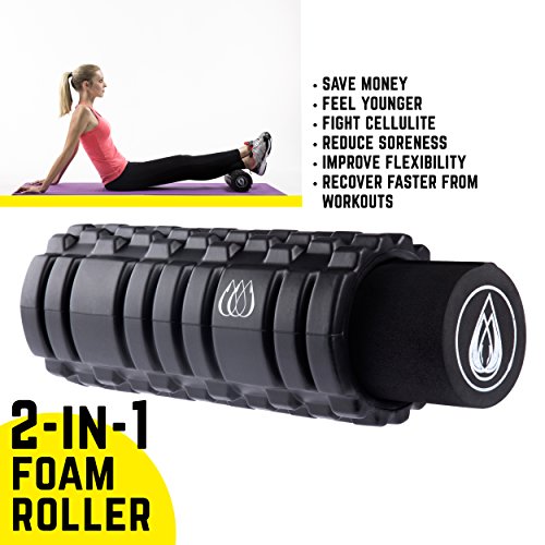TeamSoda Fitness Massage-Set: 2 in 1 Faszienroller + doppelter Lacrosse Massageball + Massage Roller Stick - 2
