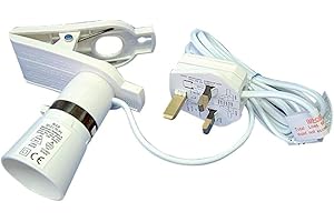 LUXE DIVA Clip on Light Bulb Holder with 2m Flex and 3amp Plug (2 M, White)