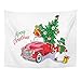 Produktbild AOCCK Wandteppiche Wall Hanging Green Car Christmas Red Retro Truck Fir Tree and Snowman Old 60" x 80" Home Decor Art Tapestries for Bedroom Living Room Dorm Apartment