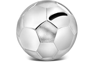 Zilverstad Salvadanaio Pallone da Calcio, in Lega di Zinco, Argento, 85x85x78mm