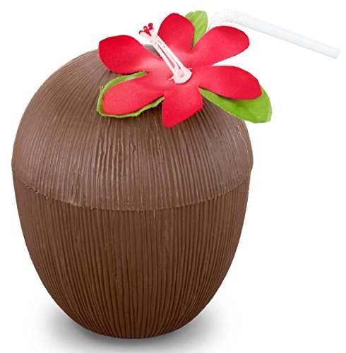 10er Packung Hawaien Beach Party Kokosnuss Cocktail Trinken Tasse & Strohhalm