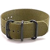 DaLuca Ballistic Nylon NATO 1 Piece Watch Strap - Olive (PVD Buckle) : 24mm
