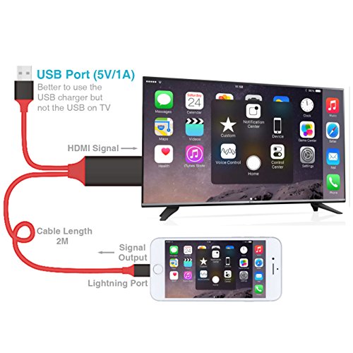 Iphone HDMI Fernsehkabel, Plug-and-Play, Blitz iphone zum HDMI HDTV-Anzeigenadapterkabel für iphone7 / 6 / Plus / 5S Handy (keine app, keine Einstellung mehr)