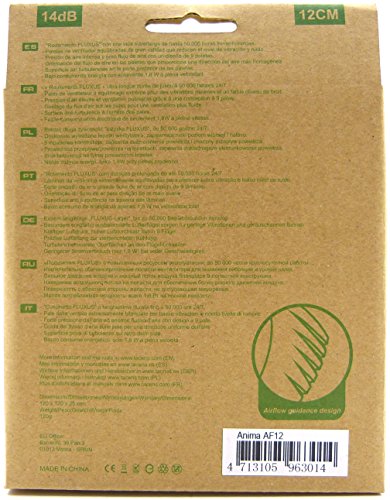 Tacens Anima AF12 - Ventilador para ordenador  12cm 12v  14dB  9 aspas  1200 RPM  tecnolog  a FLUXUS  ecol  gico  anti-vibraciones  hasta 50 000h  color negro