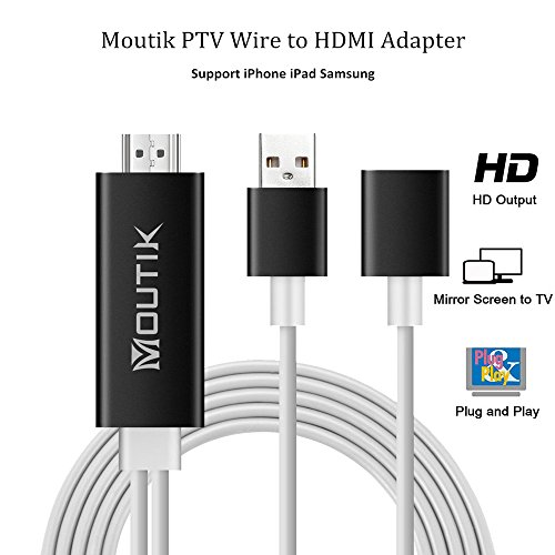 Moutik® Blitz zu HDMI Kabel Adapter USBPTV HDMI 1080P HDTV Projektor Anzeige für iPhone 7 7Plus 6S 6 Plus,für iPad,für Samsung S8 S7 Note 7 Note 6 Schwarz