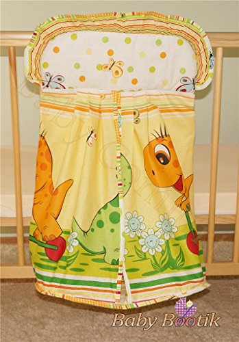 New Baby Nappy Bag / Diaper Stacker for Nursery Cot / Cotbed - Dino Yellow