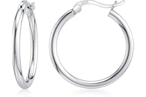 DALARAN Srebrne kolczyki koła dla kobiet dziewcząt wrażliwe uszy hipoalergiczne kolczyki koła 14/16/18/20/25/30/35/40mm, Srebro szterlingowe, Bez kamieni szlachetnych