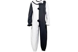 DUHENWU Art The Clown Cosplay Outfits Herren Terrifier Jumpsuit Kostüm Cosplay Outfits Schwarz Weiß Killer Clown Bodysuit Oversize Gruselige Filmkostüme Für Erwachsene Halloween Karneval Kostüm