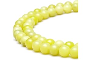 JarTc, Perlen für Energie-Armbänder, Yoga-Armband, DIY-Armband, Perlen aus Naturstein, Zitronen-Gelb (Limone Giada), 45 Stück, 34 cm, 8 mm