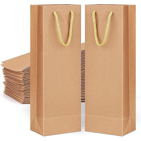 Wein-Geschenktüten Set, 20 Stück Mit Goldenem Seidenpapier – 4 Muster, Goldfolie, Mit Griffen | Für Weinflaschen, Geburtstag, Hochzeit, Weihnachten
