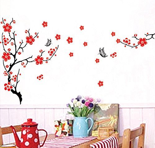 MFEIR® Wandsticker schlafzimmer Cherry Plum Blossom Blumen und Schmetterlinge 50 x 70cm - 3